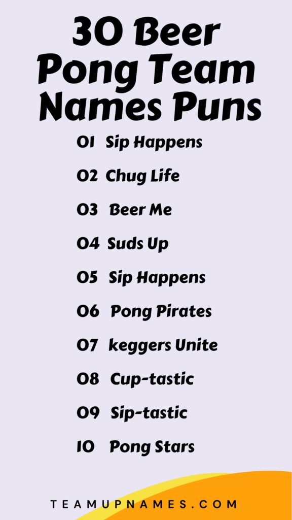 Beer Pong Team Names Puns