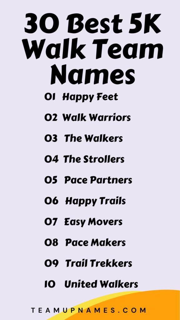 Best 5K Walk Team Names