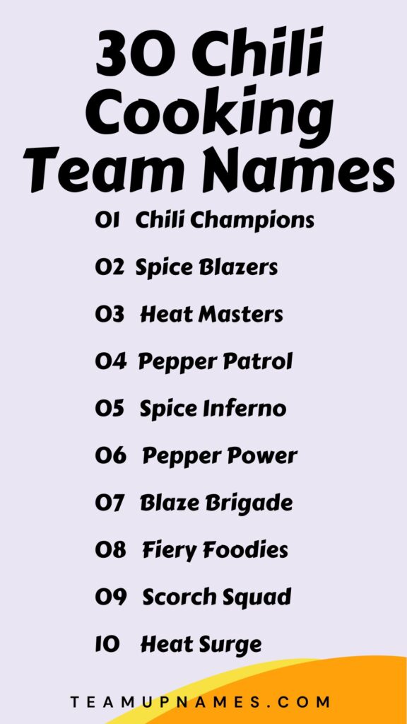 Chili Cooking Team Names