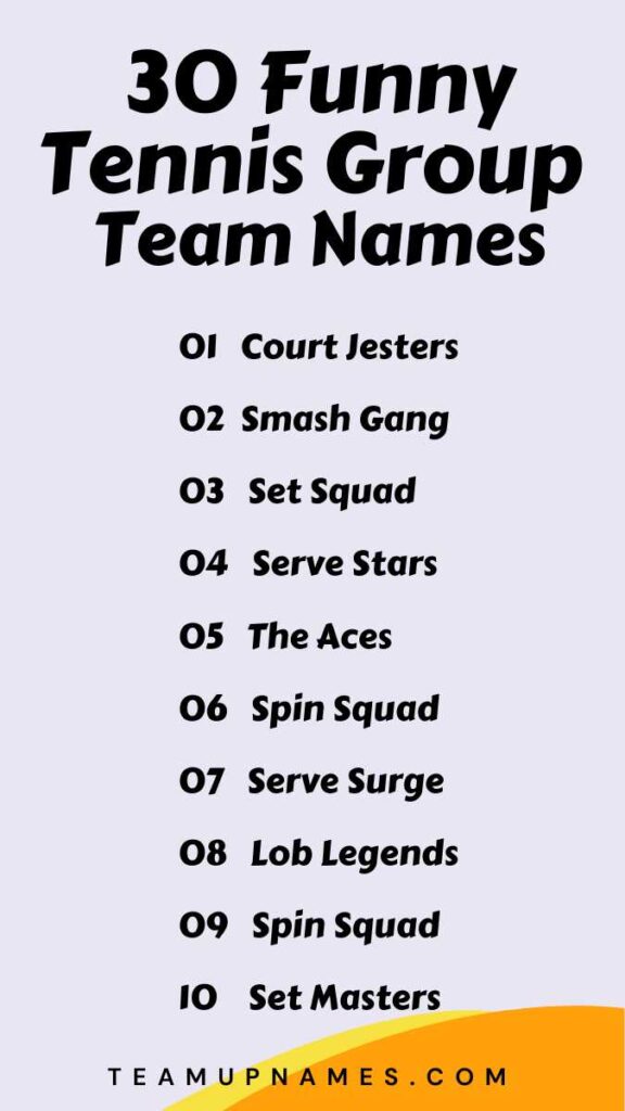 Funny Tennis Group Team Names