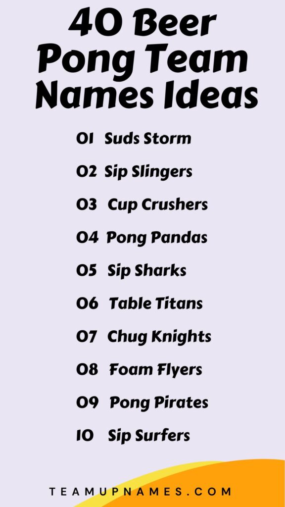 Beer Pong Team Names Ideas