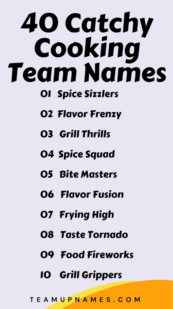 Catchy Cooking Team Names