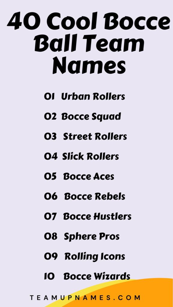 Cool Bocce Ball Team Names