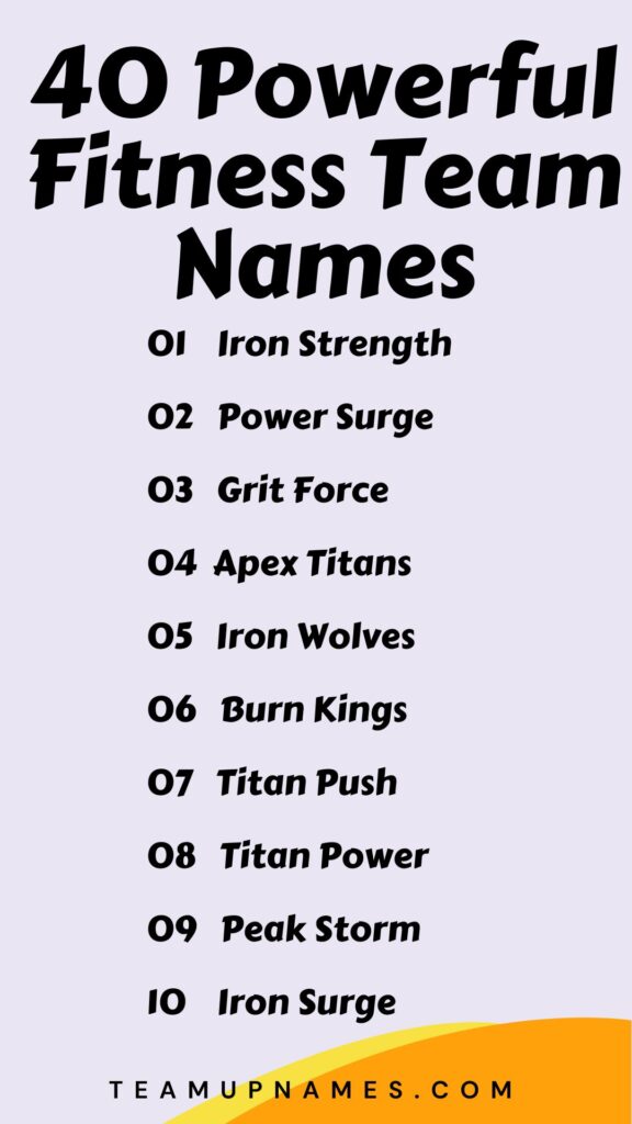 Powerful Fitness Team Names