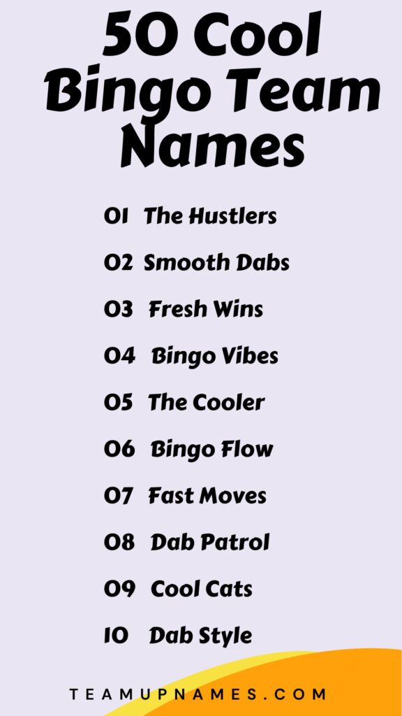 Cool Bingo Team Names