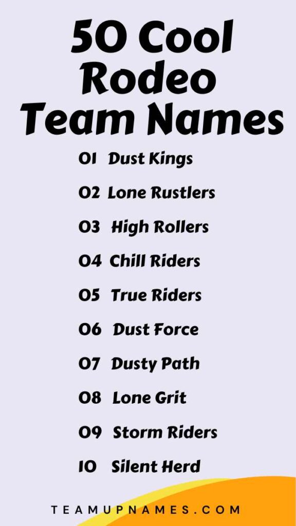 Cool Rodeo Team Names