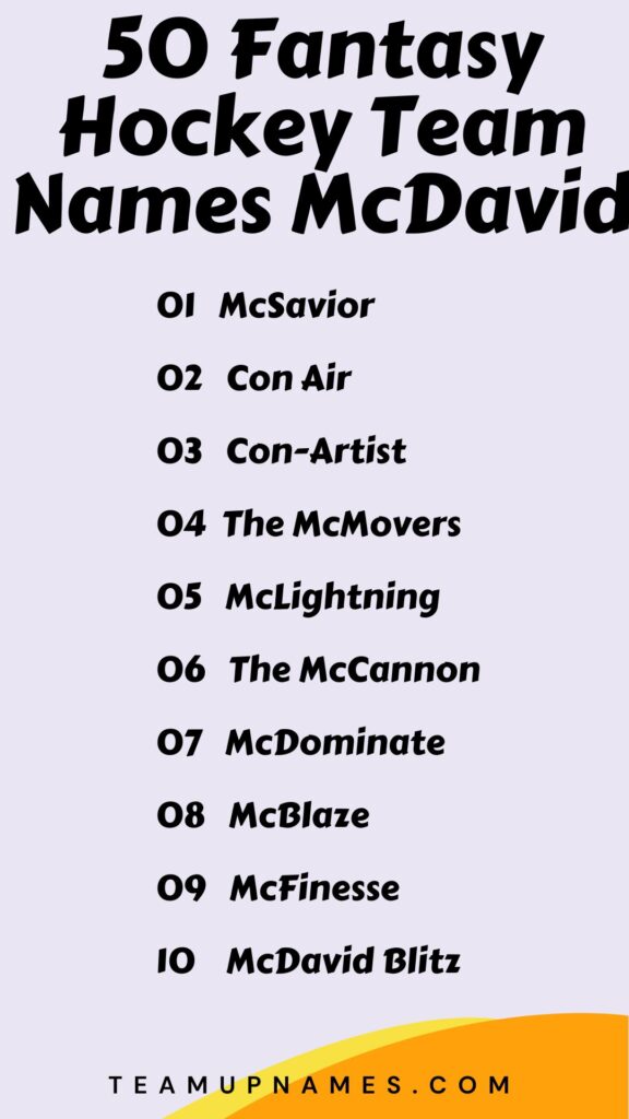 Fantasy Hockey Team Names McDavid