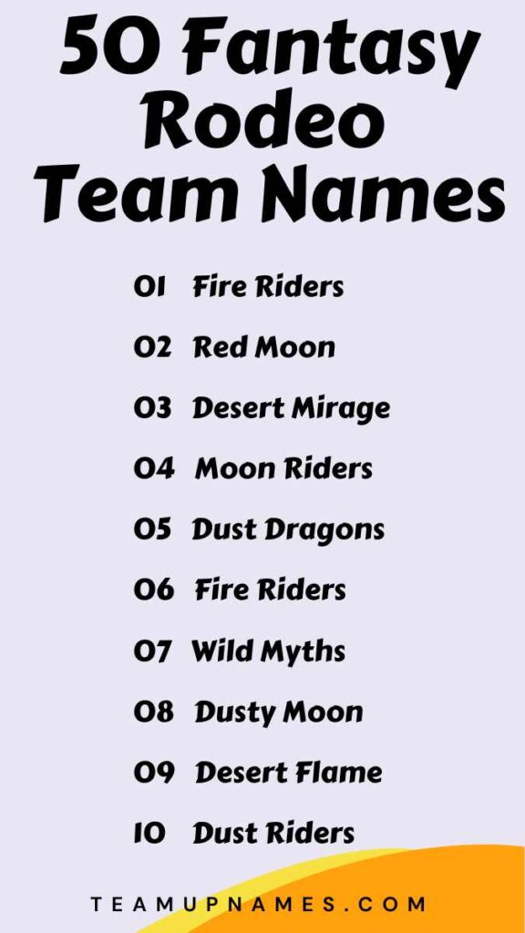 Fantasy Rodeo Team Names