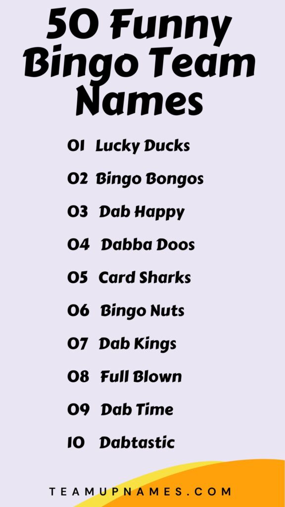 Funny Bingo Team Names