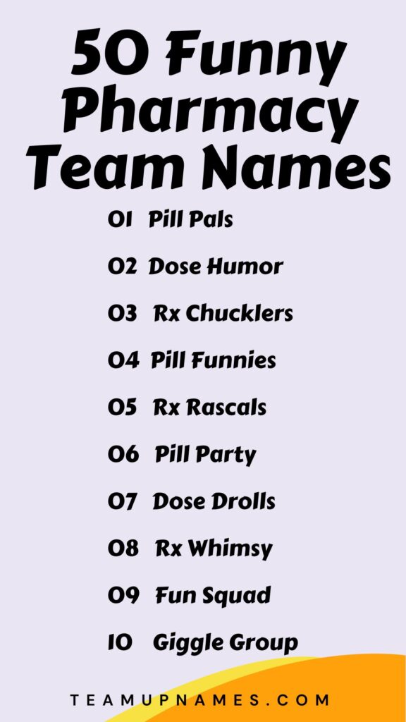 Funny Pharmacy Team Names