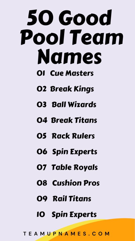 Good Pool Team Names