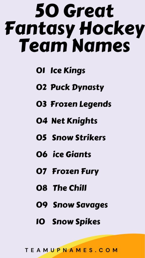 Great Fantasy Hockey Team Names