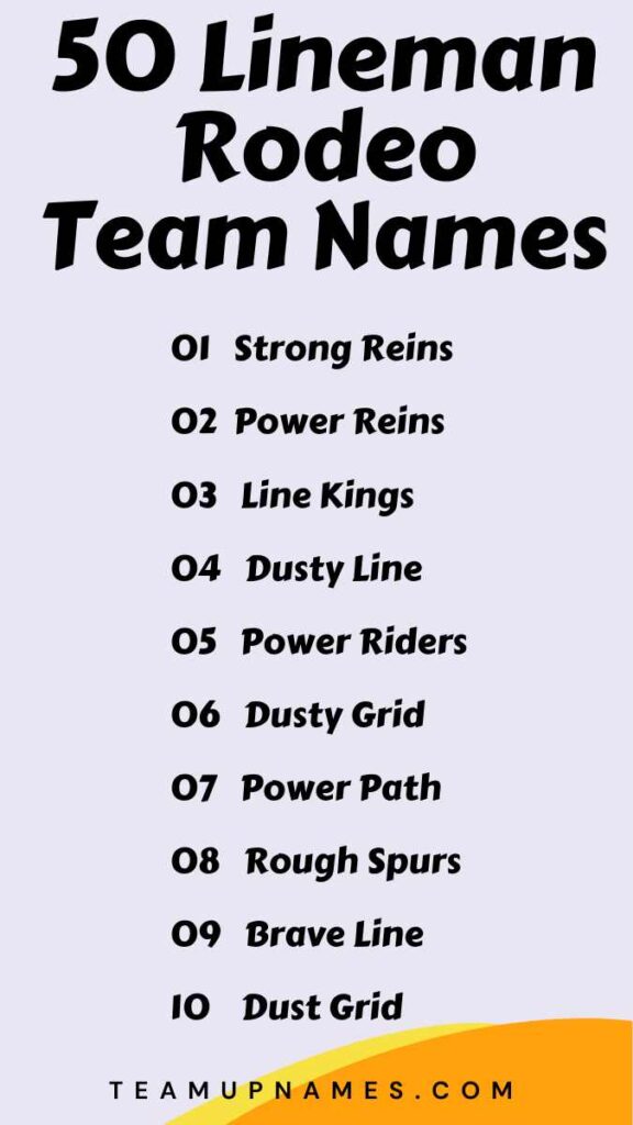 Lineman Rodeo Team Names