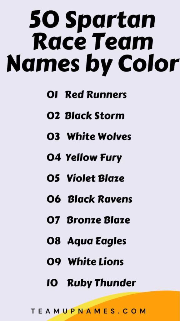 Spartan Race Team Names by Color