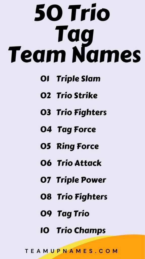 Trio Tag Team Names