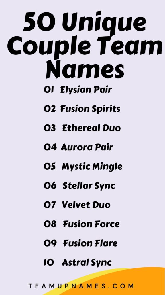 Unique Couple Team Names