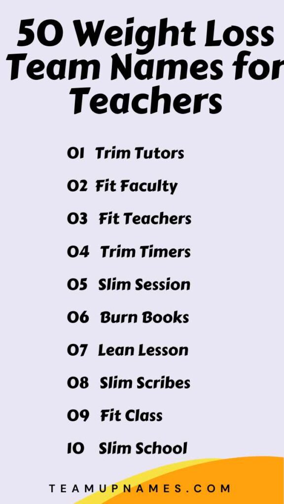 Weight Loss Team Names for Teachers