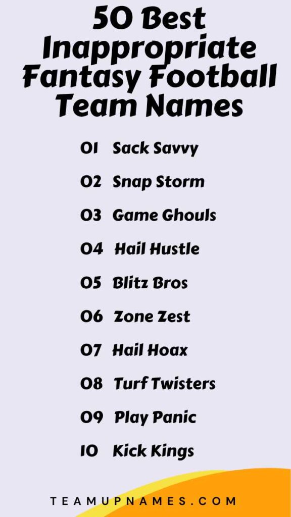 Best Inappropriate Fantasy Football Team Names