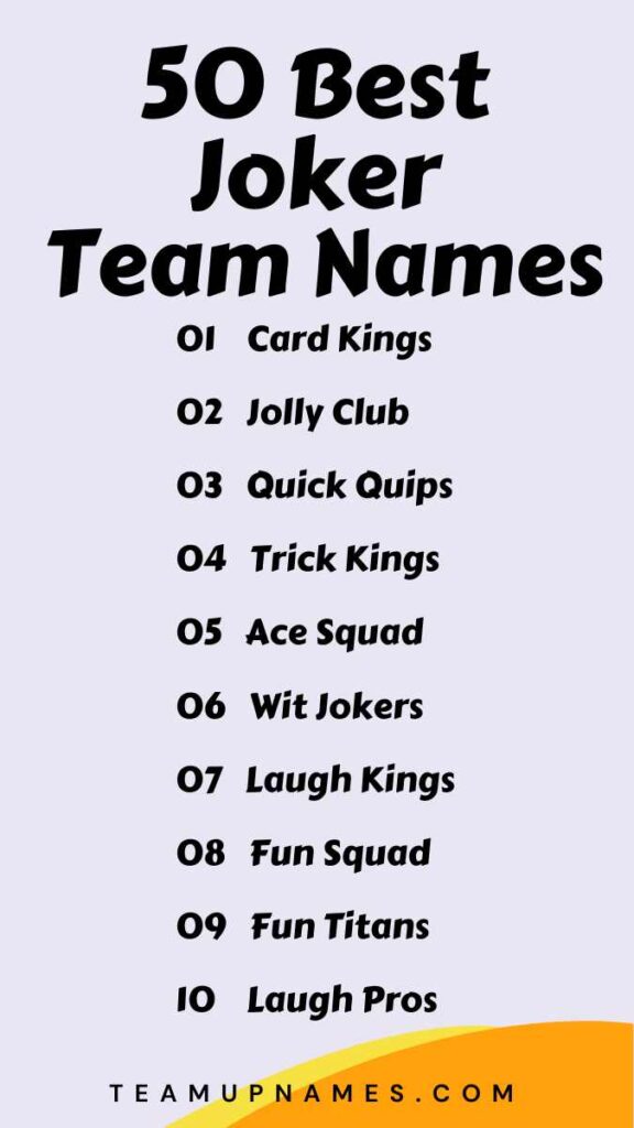 Best Joker Team Names