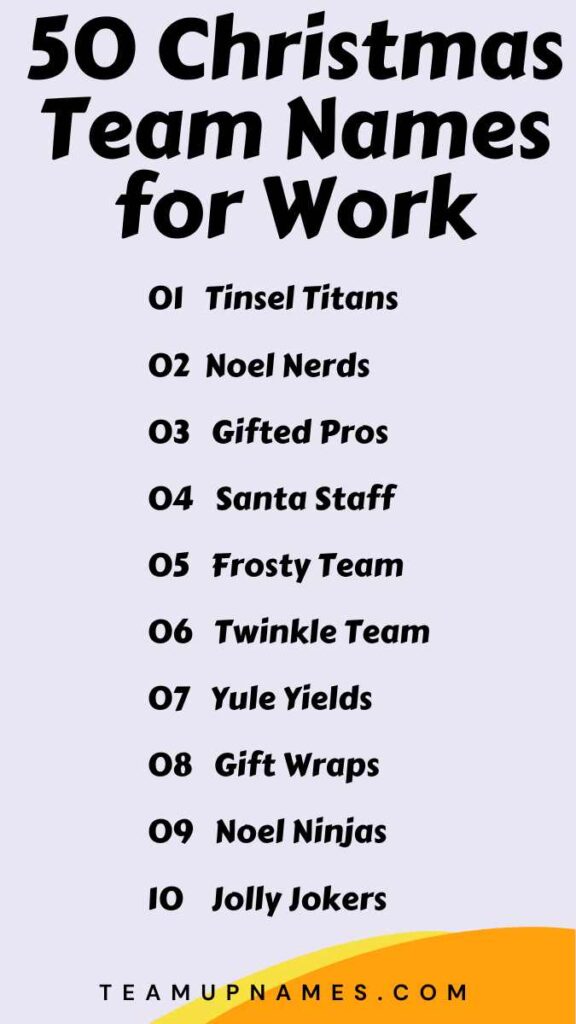 Christmas Team Names for Work