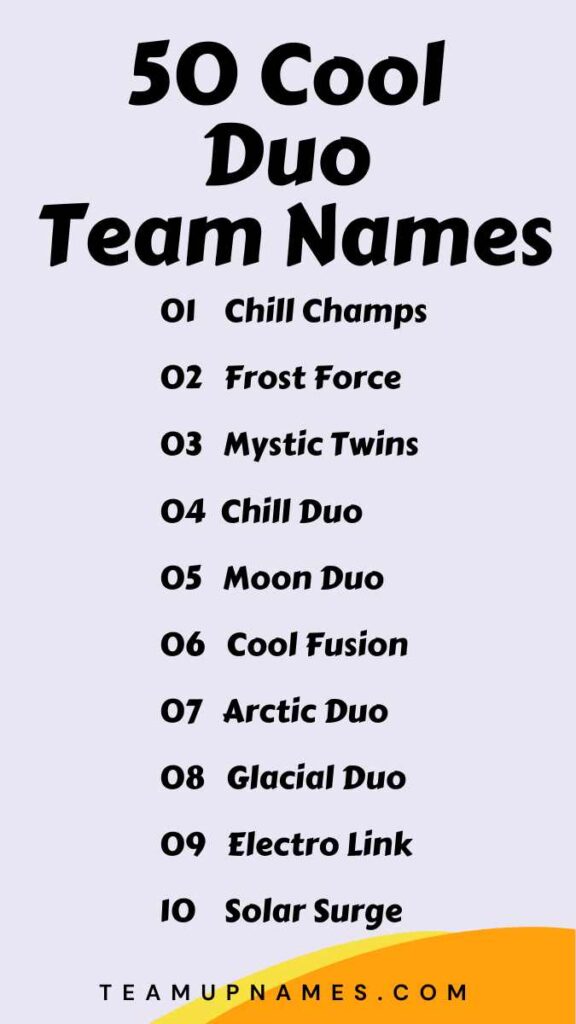 Cool Duo Team Names