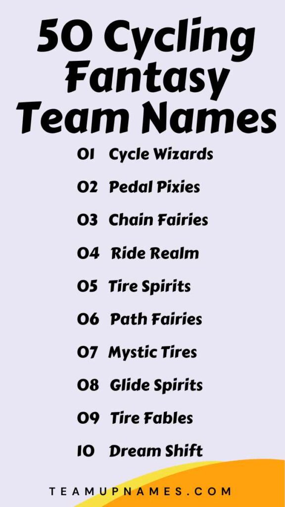 Cycling Fantasy Team Names