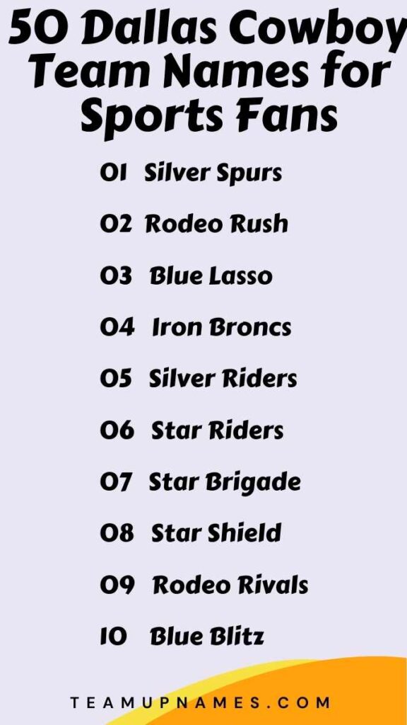 Dallas Cowboy Team Names for Sports Fans