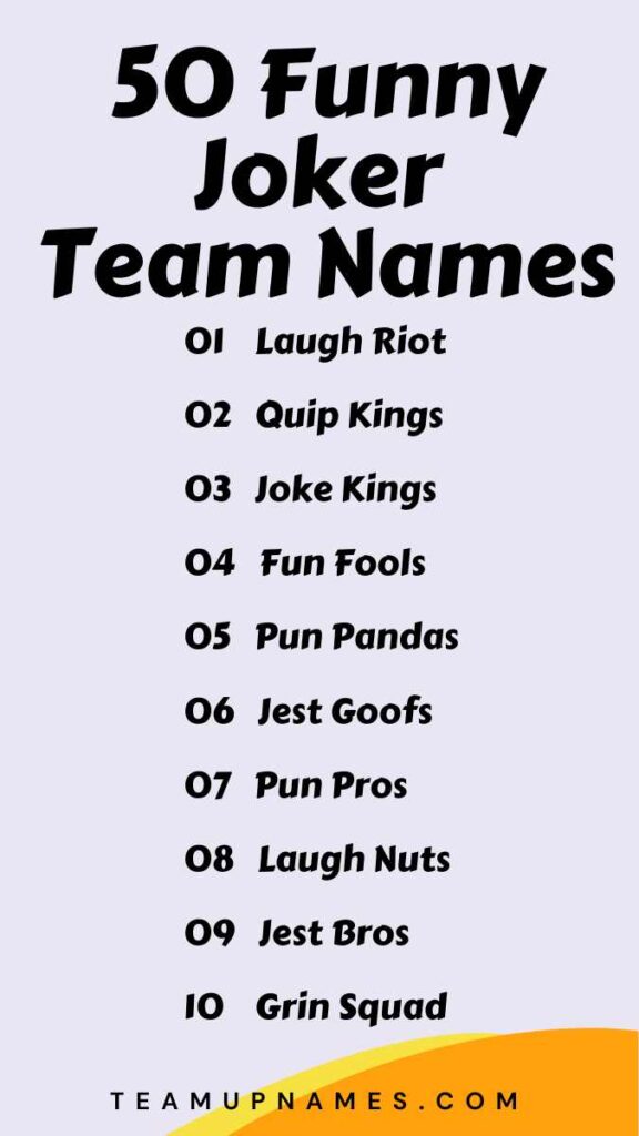 Funny Joker Team Names