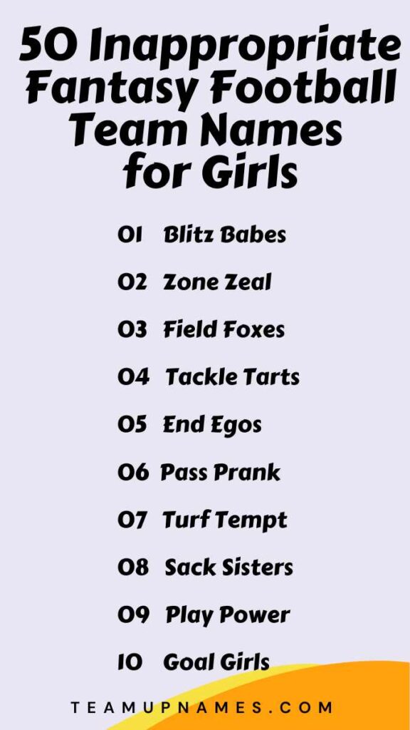 Inappropriate Fantasy Football Team Names for Girls