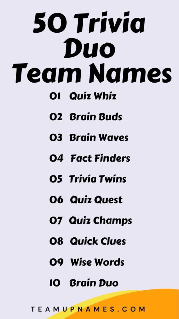 Trivia Duo Team Names