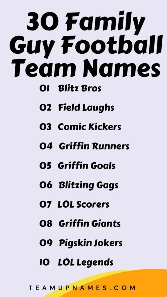 Family Guy Football Team Names