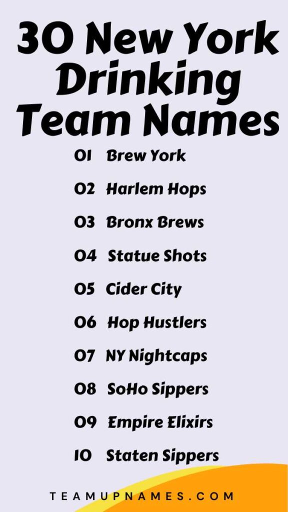 New York Drinking Team Names