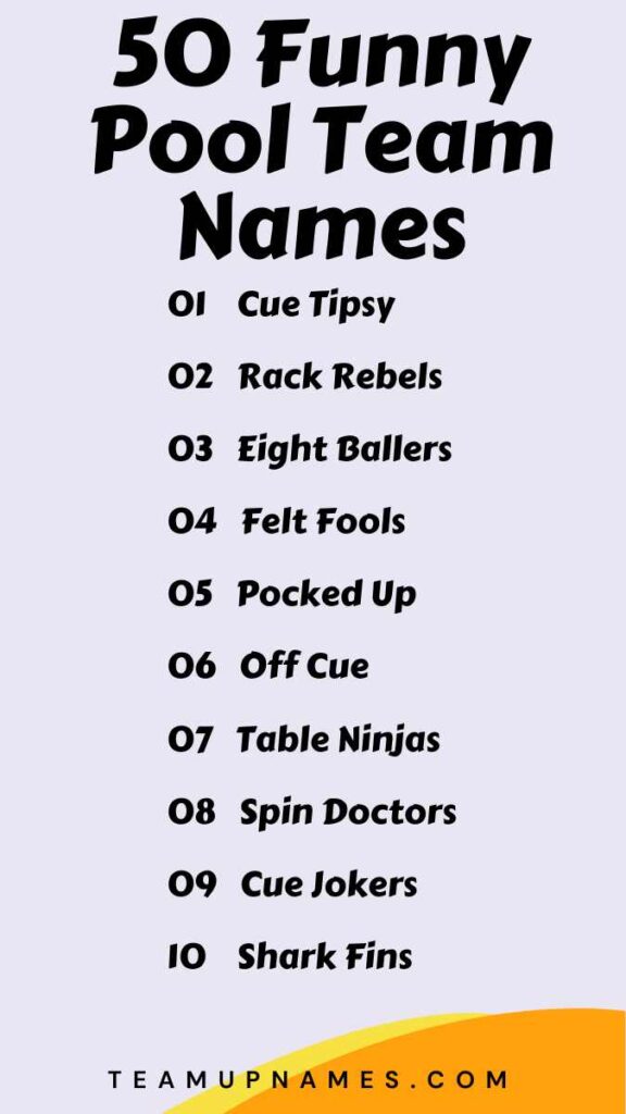 Funny Pool Team Names