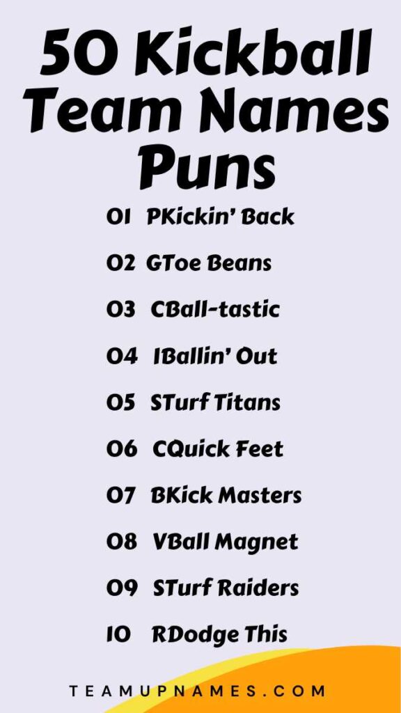 Kickball Team Names Puns