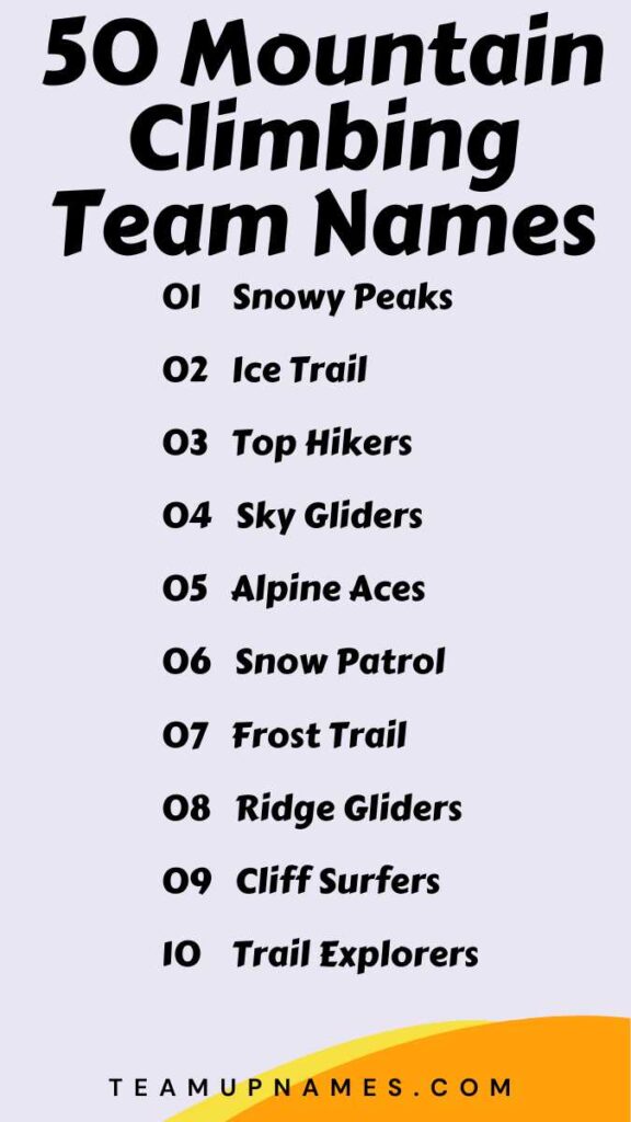 Mountain Climbing Team Names