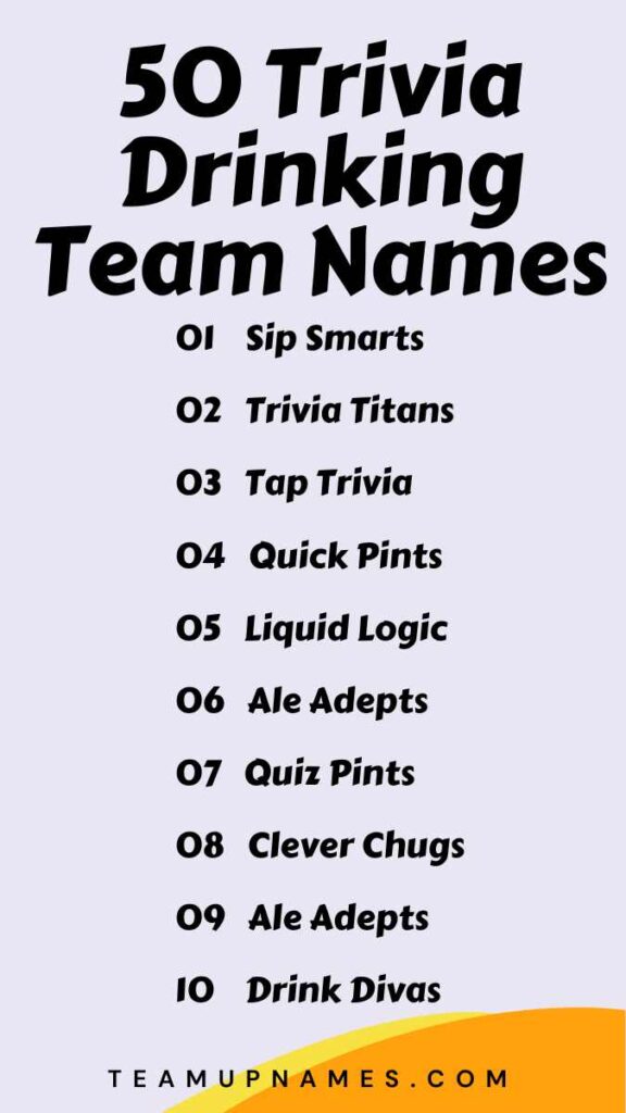 Trivia Drinking Team Names