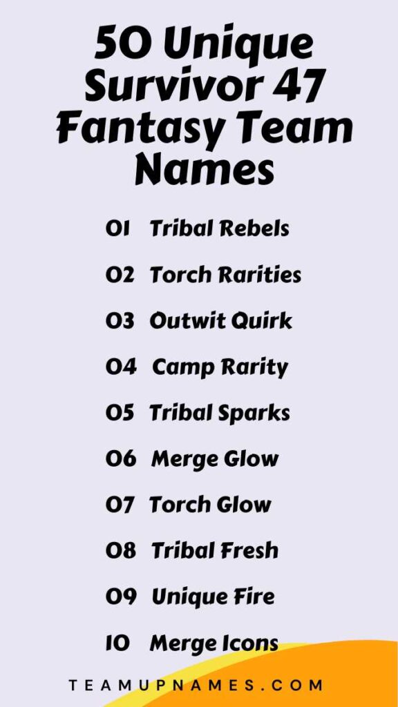 Unique Survivor 47 Fantasy Team Names