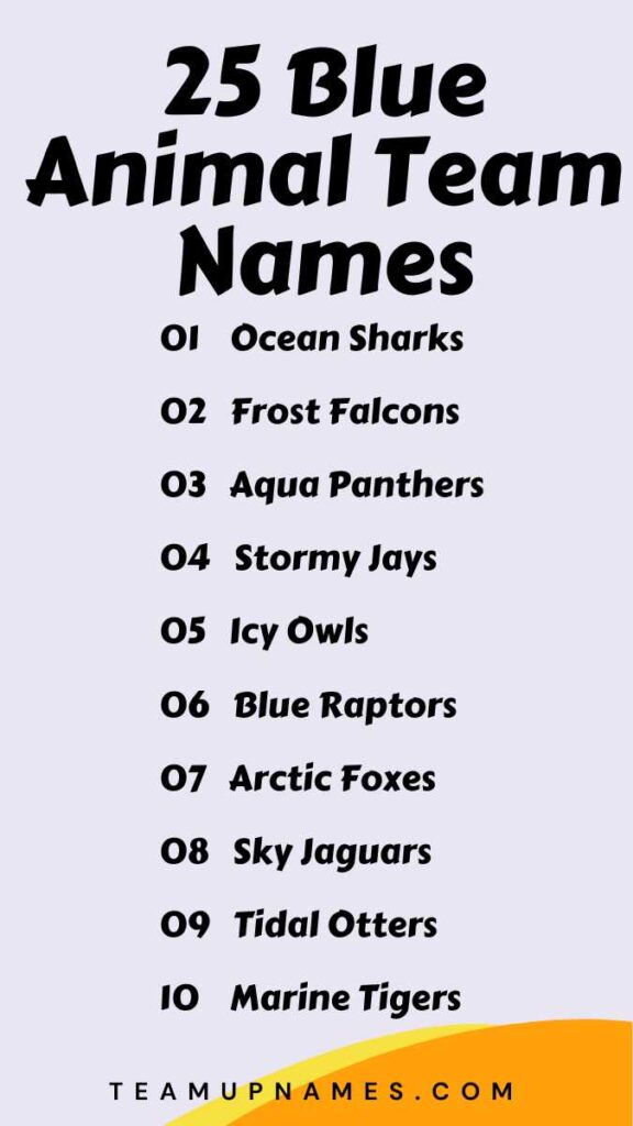 Blue Animal Team Names