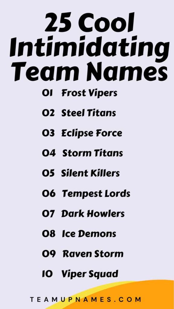 Cool Intimidating Team Names