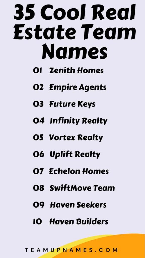 Cool Real Estate Team Names