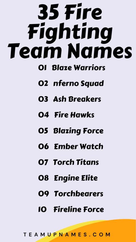 Fire Fighting Team Names