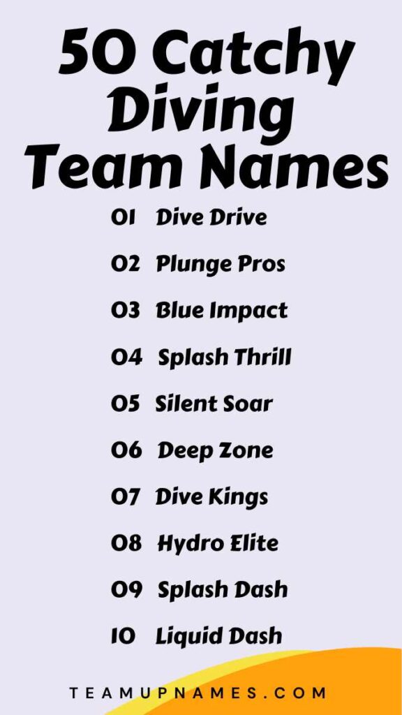 Catchy Diving Team Names