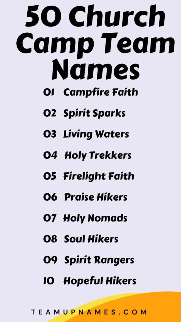 Church Camp Team Names