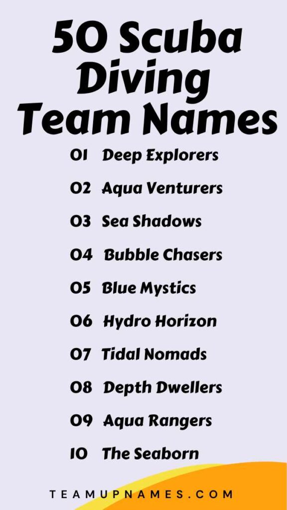 Scuba Diving Team Names