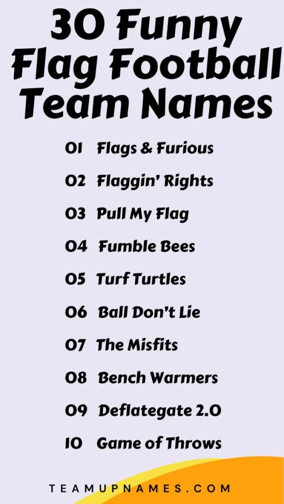 Funny Flag Football Team Names