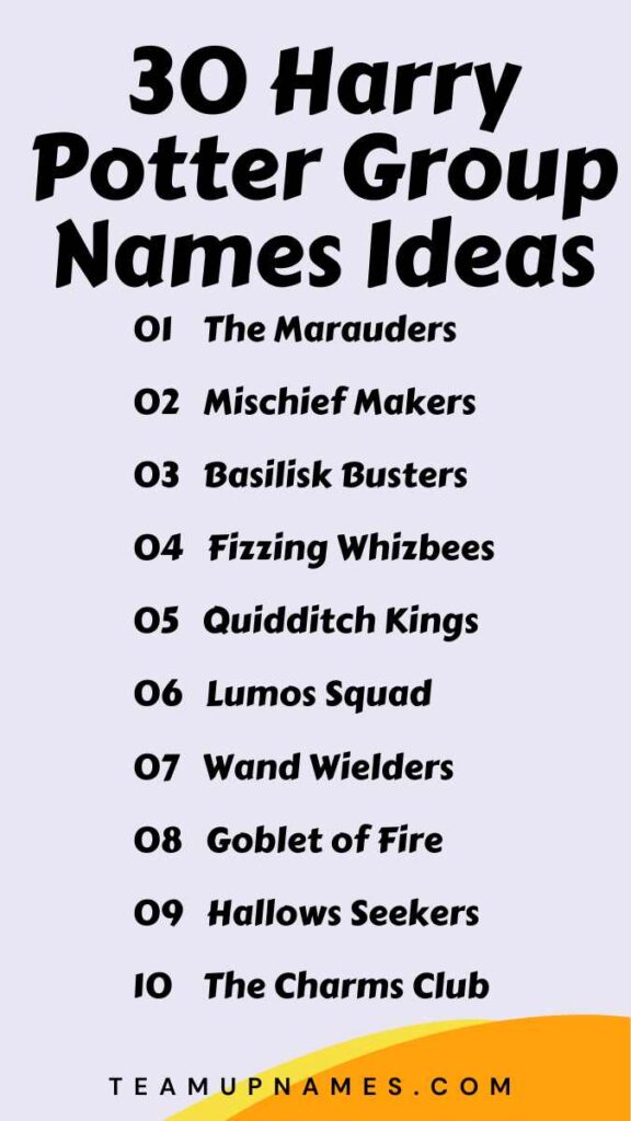 Harry Potter Group Names Ideas